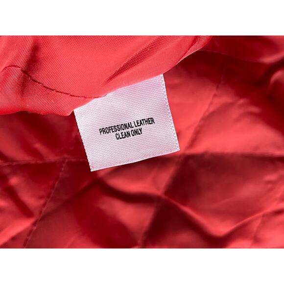 Vintage 90s Y2K Red Pieced Leather Jacket Coat 20W Plus Size Veranesi Moto - Picture 15 of 15